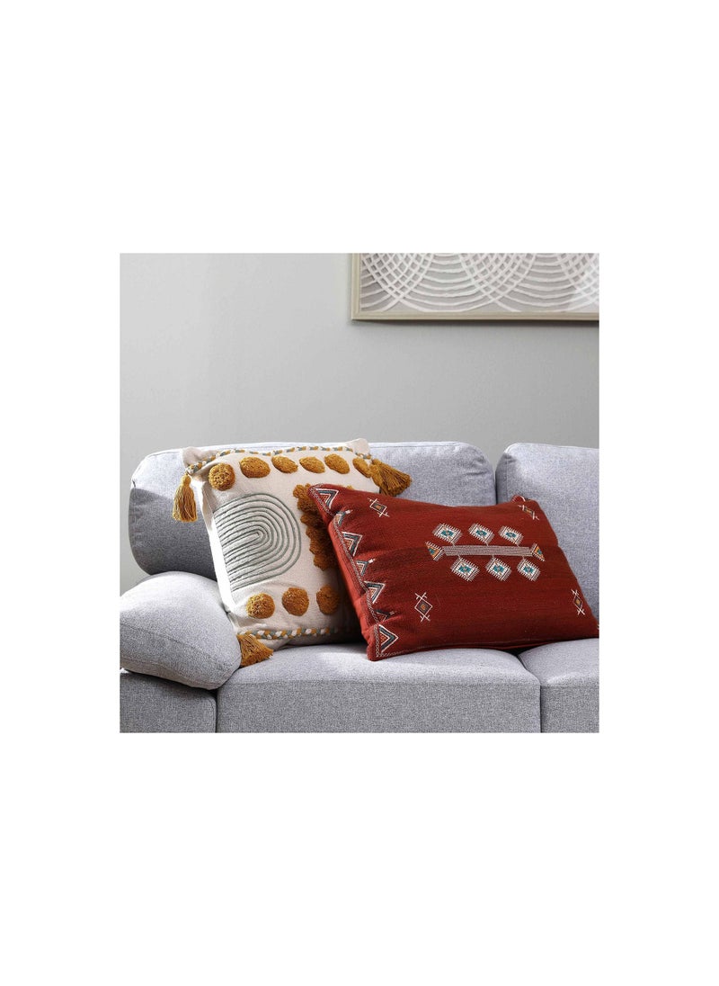 Demir Hand Embroidered Filled Cushion 40x60cm-rust