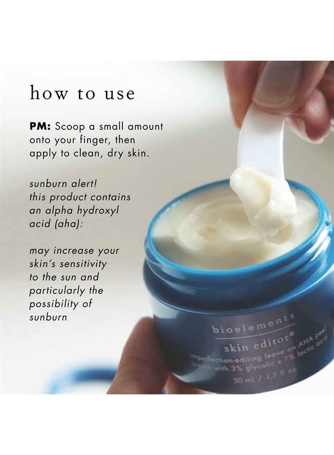 Skin Editor - 1.7 fl oz - Leave-On AHA Chemical Face Peel Cream for All Skin Types - With 3% Glycolic Acid & 7% Lactic Acid - Vegan, Gluten Free - Never Tested on Animals