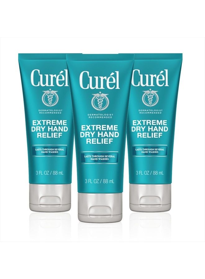 Curl Extreme Dry Hand Cream, Travel Size Lotion for Dryness Relief, Easily Absorbed Hand Cream for Long-Lasting Relief after Washing Hands, with Eucalyptus Extract, 3 Fl Oz (Pack of 3)