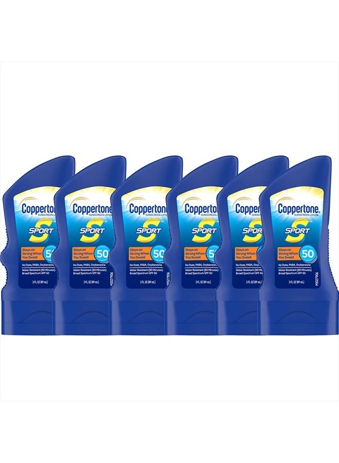 Sport Sunscreen Lotion, Broad Spectrum SPF 50 Sunscreen Multi Pack, 3 Fl Oz (Pack of 6)