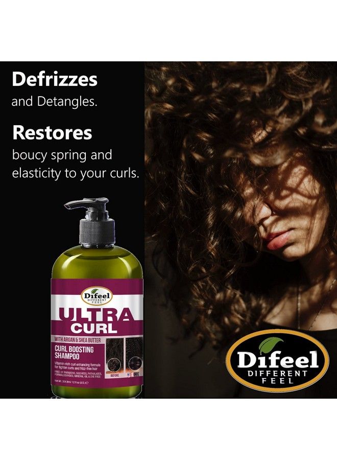 Ultra Curl With Argan & Shea Butter Curl Boosting Shampoo 12 Oz. Sulfate Free Shampoo Made With Natural Ingredients