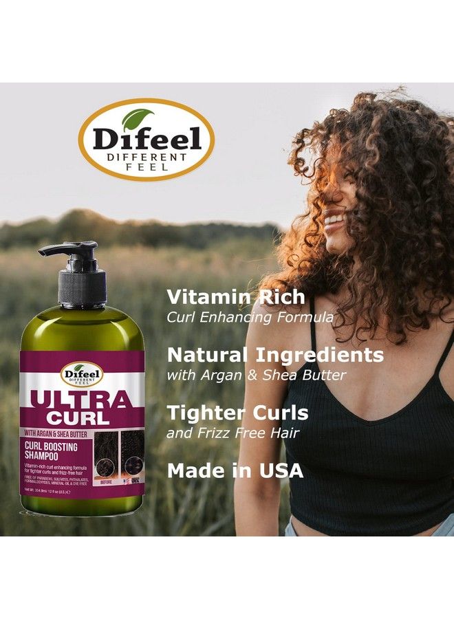 Ultra Curl With Argan & Shea Butter Curl Boosting Shampoo 12 Oz. Sulfate Free Shampoo Made With Natural Ingredients