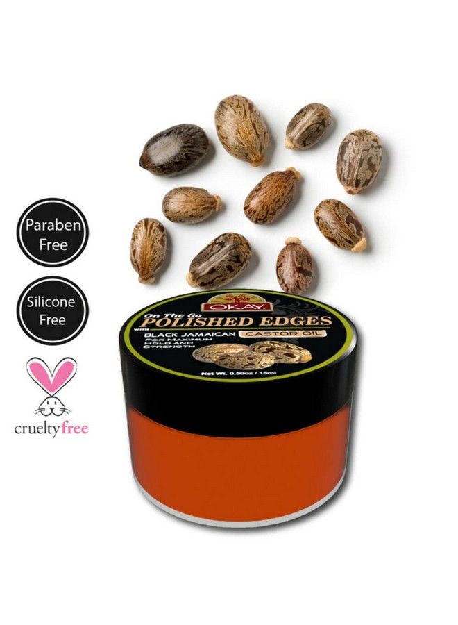 Polished Edges With Black Jamaican Castor Oil | No Flaking All Day Hold Edge Control | For Hairline Sideburns | Silicone Paraben Free For All Hair Types And Textures | 0.5Oz / 15Ml