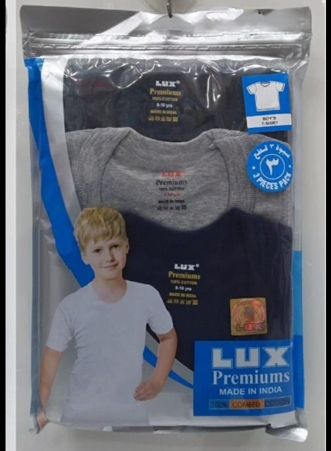 Lux Premium 100% cotton BOY`s T-Shirt Colour pack of 3pcs