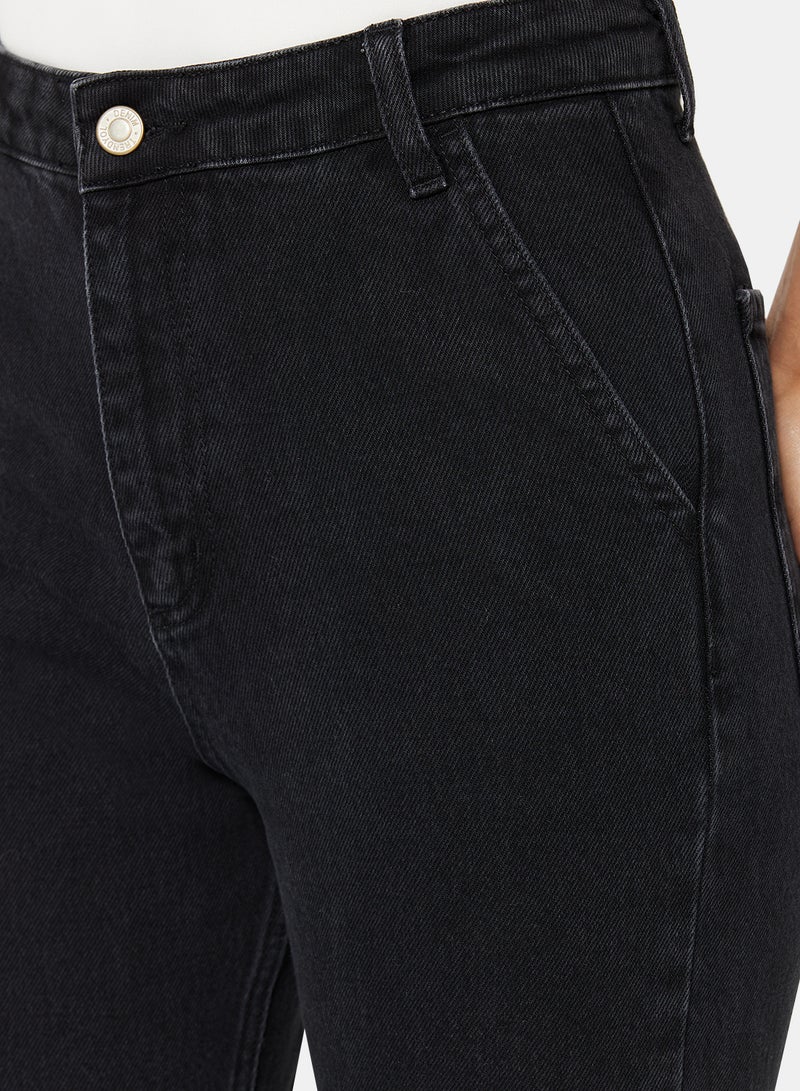 High Waist Straight Jeans Black