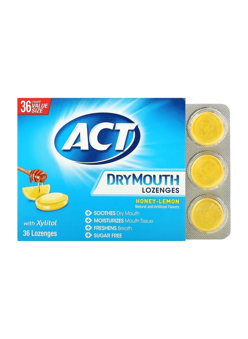 Act Dry Mouth Lozenges with Xylitol Honey Lemon 36 Lozenges