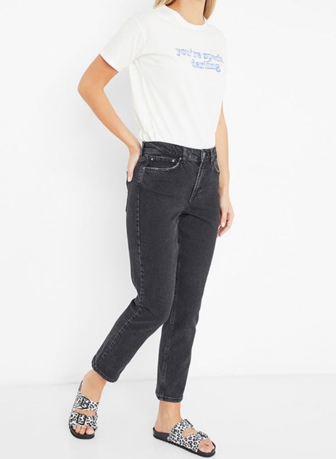 Relaxed Mid Rise Jeans Black
