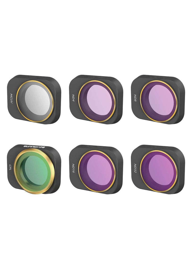 Filter for DJI Mini 3 Pro UV Filter for Mini 3 Pro Filter Adjustable UltraLight Filter, Aviation Aluminum Frame Lens Filter Accessories (MCUV + CPL ND4 + ND8 + ND16 + ND32)