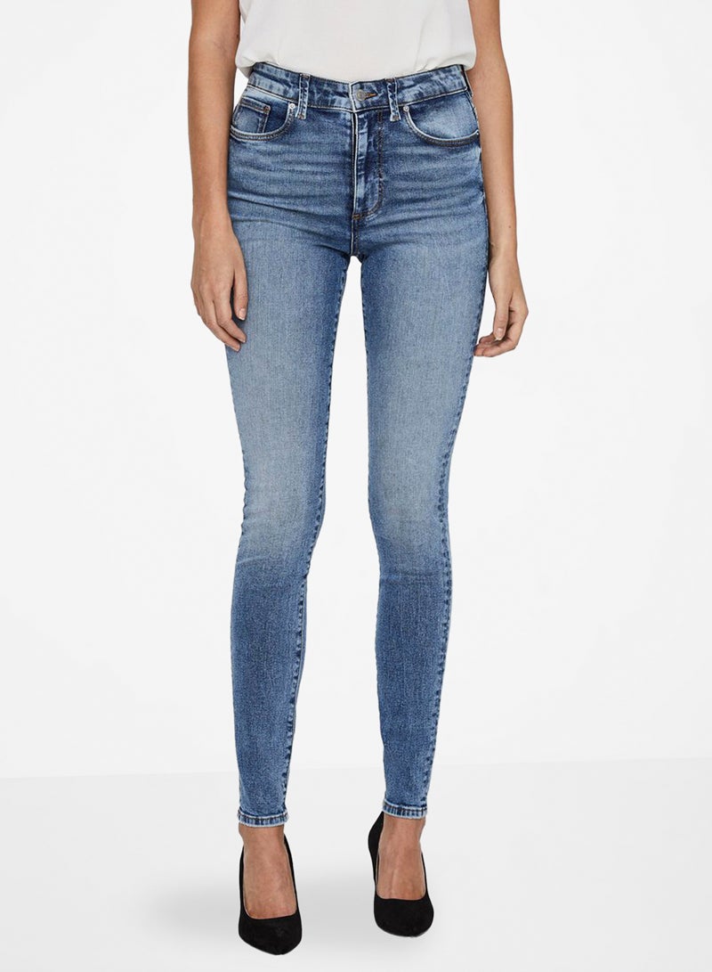 Washed Skinny Jeans Blue