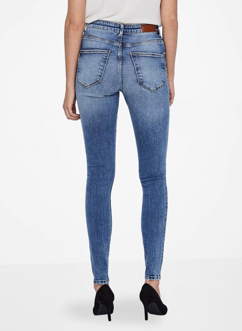 Washed Skinny Jeans Blue