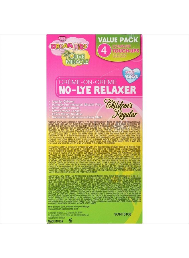 Dream Kids Olive Miracle (4) Touch-Up Relaxer Kit, Regular - Helps Strengthen & Protect Hair, Contains Olive Oil to Seal in Moisture, 1 Kit