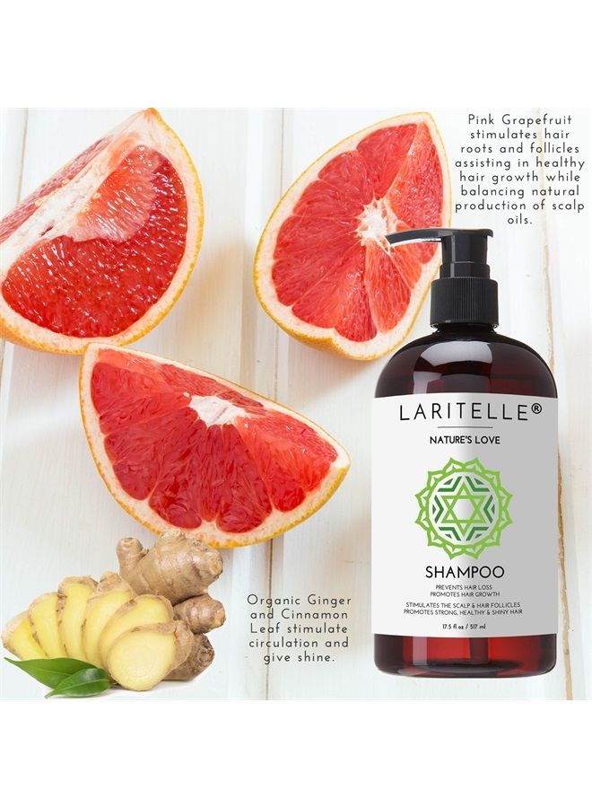 Organic Shampoo 17.5 oz | Organic Quinoa + Keratin + Follicle Stimulating Rosemary, Ginger & Grapefruit | Hair Loss Prevention, Clarifying, Softening, Strengthening | NO GMO. Vegan