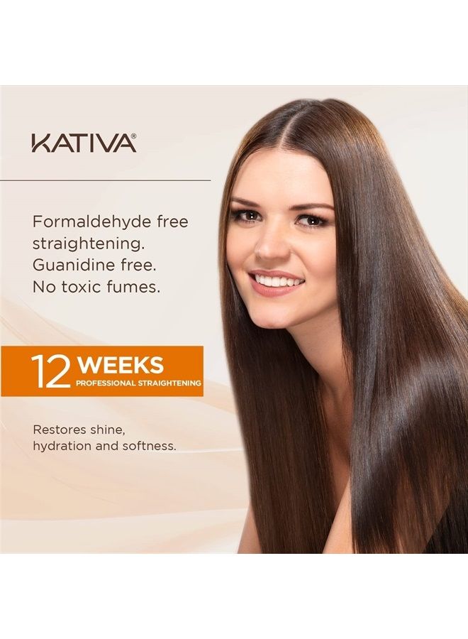 Brazilian Straightening Kit, 12 Weeks of Home Use Professional Straightening, with Organic Argan Oil, Shea Butter, Keratin & Amino Acids, for Straighter, Softer and Shinier Hair, All Hair Types