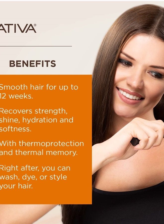 Brazilian Straightening Kit, 12 Weeks of Home Use Professional Straightening, with Organic Argan Oil, Shea Butter, Keratin & Amino Acids, for Straighter, Softer and Shinier Hair, All Hair Types