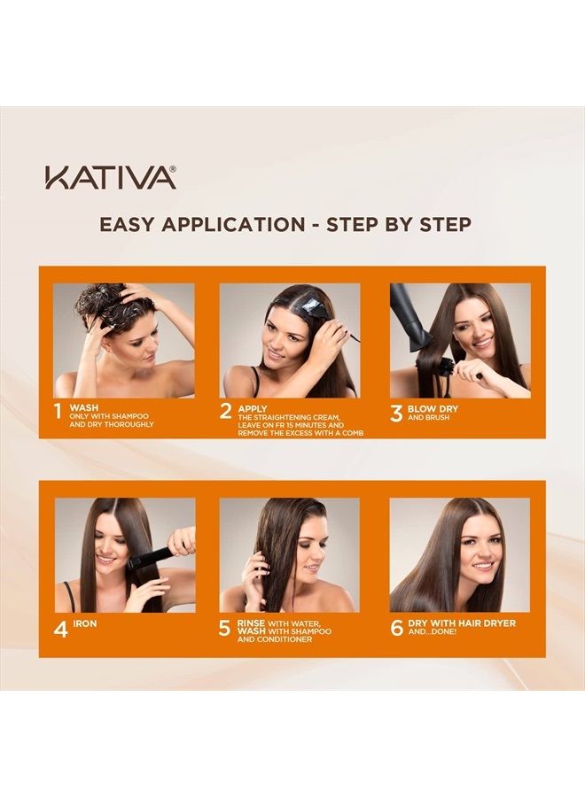 Brazilian Straightening Kit, 12 Weeks of Home Use Professional Straightening, with Organic Argan Oil, Shea Butter, Keratin & Amino Acids, for Straighter, Softer and Shinier Hair, All Hair Types