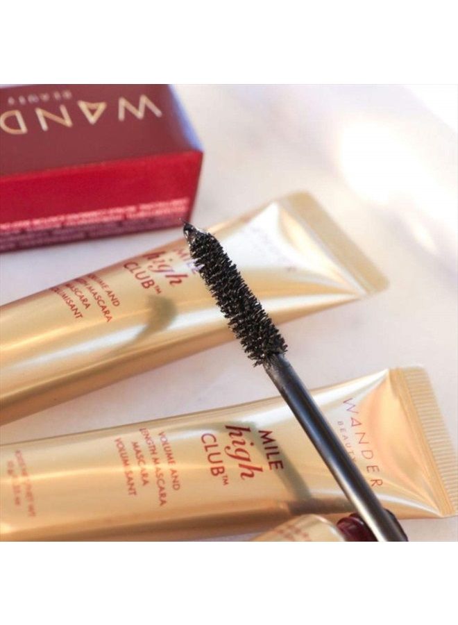 Mile High Club Length + Define Black Mascara - Lash Lengthening Mascara for Full, Fanned Out Effect - Smudge-Proof Mascara - Trehalose, Castor Oil + Peach Leaf Conditions & Strengthens