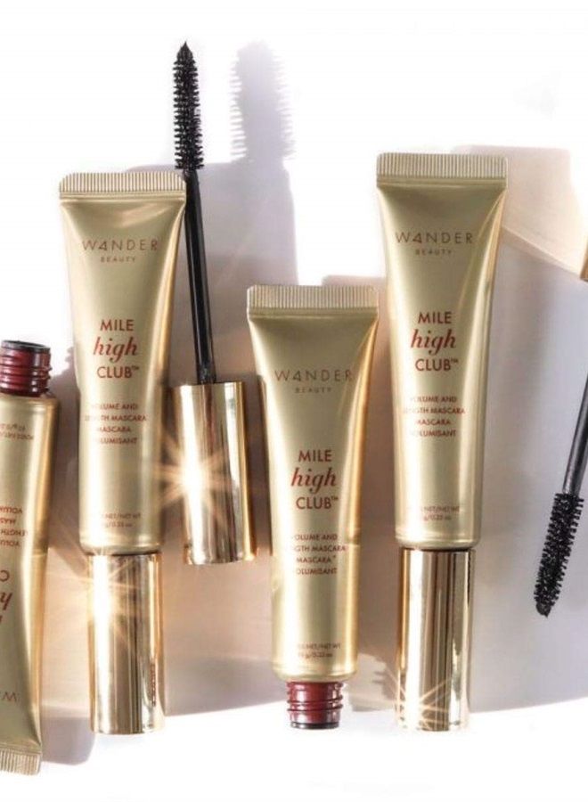 Mile High Club Length + Define Black Mascara - Lash Lengthening Mascara for Full, Fanned Out Effect - Smudge-Proof Mascara - Trehalose, Castor Oil + Peach Leaf Conditions & Strengthens