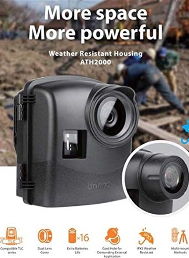 ATH2000 IPX5 Weatherproof Housing Camera Case with Extra Battery Supply for Long-Term Projects and Outdoor Use - Compatible with TLC2020, TLC2000, TLC200, TLC200 Pro, TLC120, TLC130