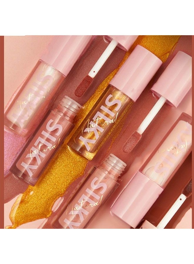 Shimmer Glossy Lipgloss Set 8PCS Non-Sticky Moisturizing Lip Gloss Long-lasting High Shine & Shimmer Liquid Lipstick for Girls and Women (Shimmer Glossy, 8PCS-B)