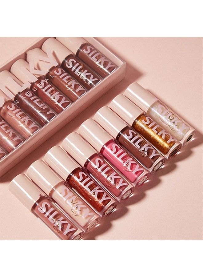 Shimmer Glossy Lipgloss Set 8PCS Non-Sticky Moisturizing Lip Gloss Long-lasting High Shine & Shimmer Liquid Lipstick for Girls and Women (Shimmer Glossy, 8PCS-B)