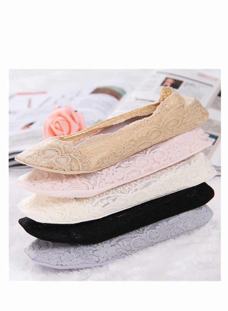 Womens Anti-Slip Socks, 6 Pairs No Show Socks Lace Women No Show Liner Socks Womens No Socks Thin Low Cut Casual Socks Non Slip