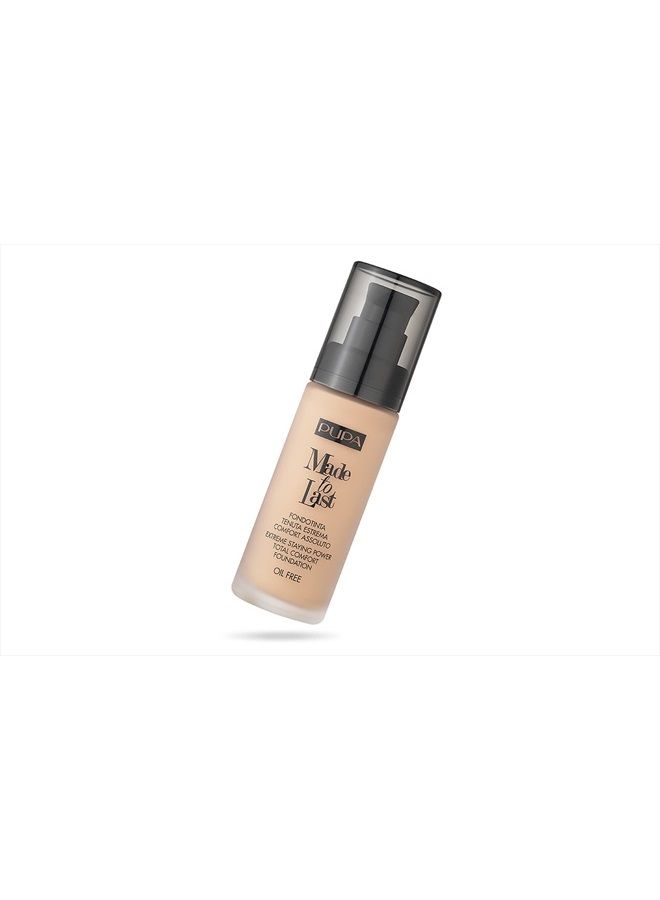 PUPA Milano Made To Last Extreme Staying Power Total Comfort Foundation - Extreme Hold Fluid Foundation - Long Lasting And Weather Resistant - Medium To High Coverage - Sand Beige - 1.01 Oz