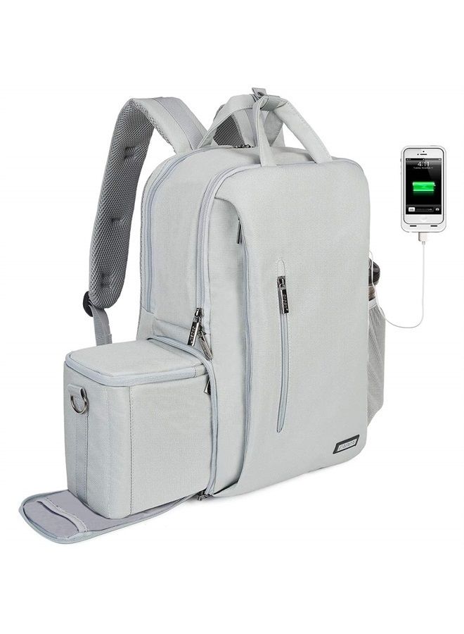 DSLR Camera Backpack Bag Waterproof Anti Theft with 15.6 inch Laptop Compartment, USB Charging Port, Tripod Holder, Rain Cover, Inner Case, Compatible for Sony Canon Nikon Olympus