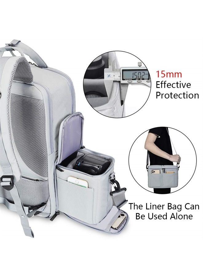DSLR Camera Backpack Bag Waterproof Anti Theft with 15.6 inch Laptop Compartment, USB Charging Port, Tripod Holder, Rain Cover, Inner Case, Compatible for Sony Canon Nikon Olympus