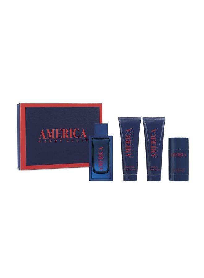 Fragrances Perry Ellis America - 4-piece Gift Set, 3.4 Fl Ounce