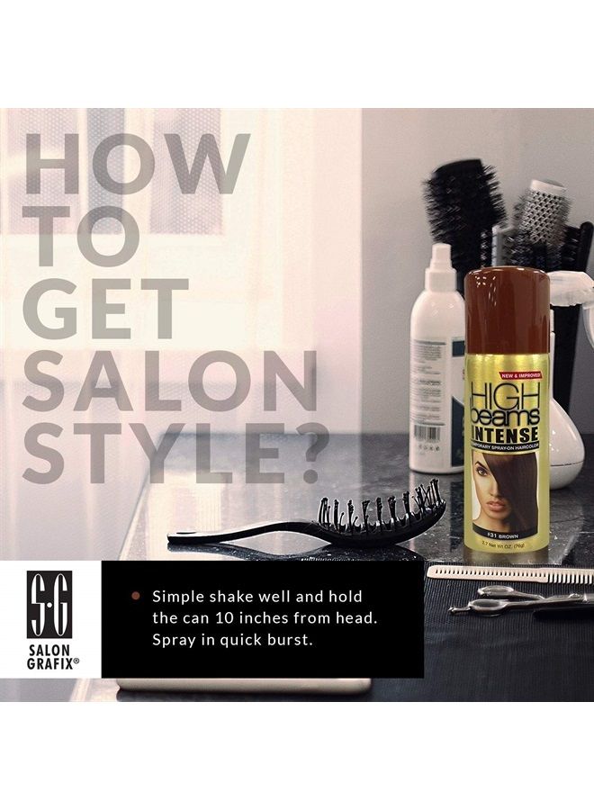 Beams Intense Spray-On Hair Color -Brown - 2.7 Oz - Add Temporary Color Highlight to Your Hair Instantly - Great for Streaking, Tipping or Frosting - Washes out Easily (SG_B008W3057A_US)