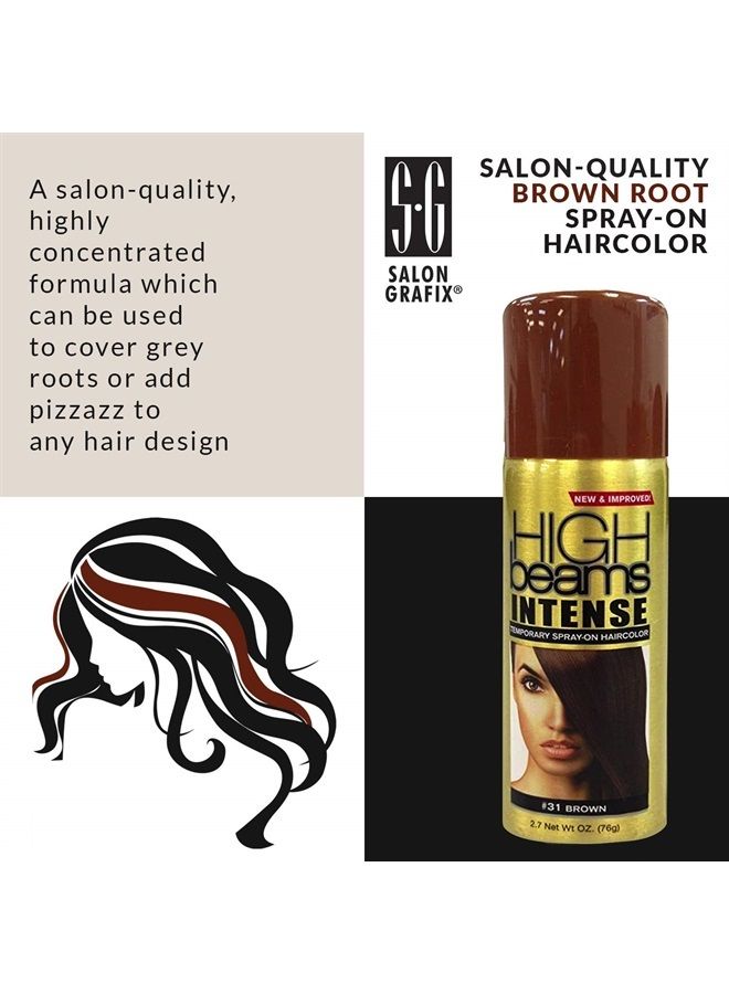 Beams Intense Spray-On Hair Color -Brown - 2.7 Oz - Add Temporary Color Highlight to Your Hair Instantly - Great for Streaking, Tipping or Frosting - Washes out Easily (SG_B008W3057A_US)