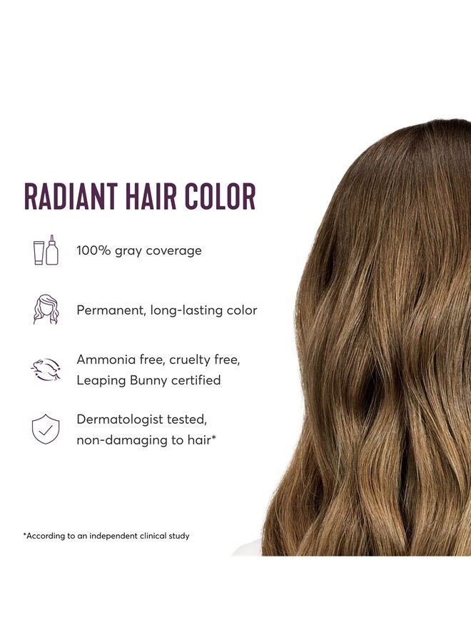 Radiant Hair Color Kit, Light Neutral Brown for 100% Coverage of Resistant Gray Hair, Ammonia-Free, 7.5NNA Umbria Light Brown, Permanent Hair Dye, Pack of 1