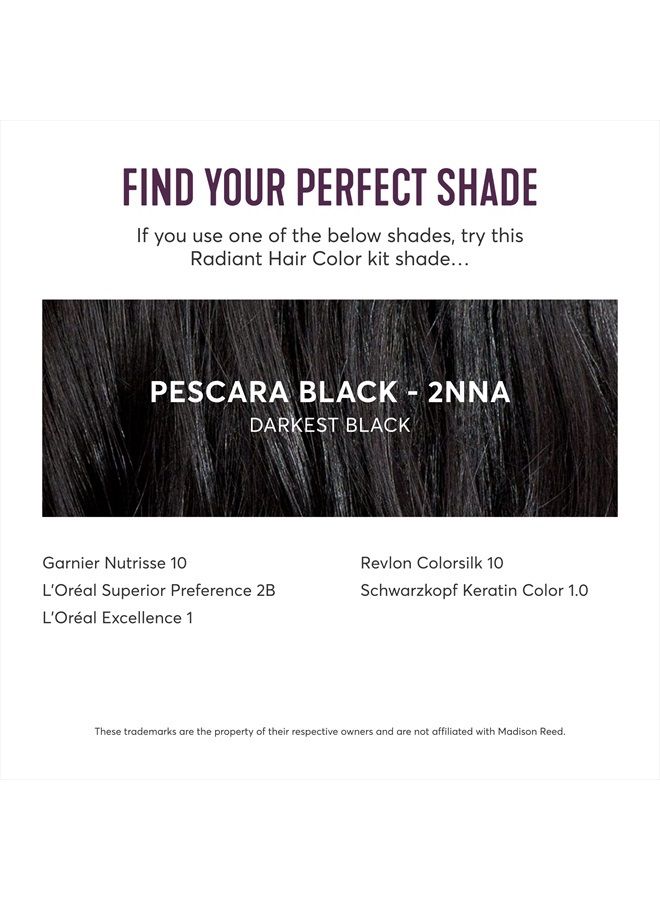Radiant Hair Color Kit, Blackest Black for 100% Gray Coverage, Ammonia-Free, 2NNA Pescara Black, Permanent Hair Dye, Pack of 1
