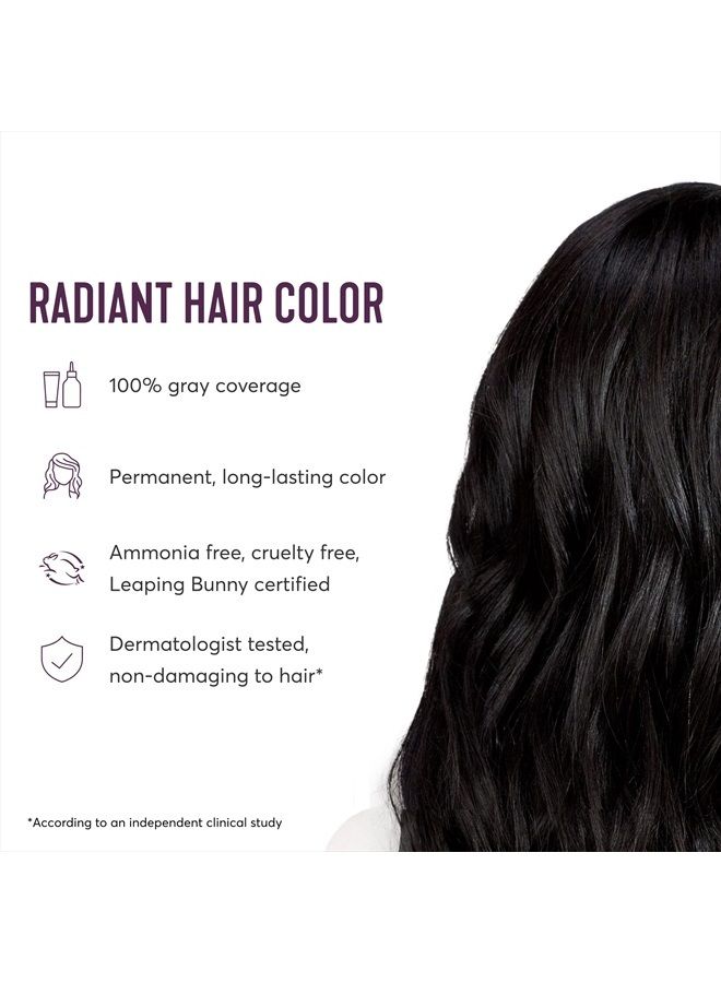 Radiant Hair Color Kit, Blackest Black for 100% Gray Coverage, Ammonia-Free, 2NNA Pescara Black, Permanent Hair Dye, Pack of 1