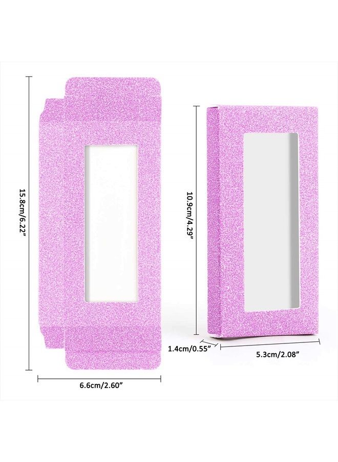 20 Pieces Soft Paper Lash Boxes Set, Eyelashes Packaging Box Empty Eyelash Boxes Lash Case Packaging Glitter Paper Eyelash Storage Box (Purple)