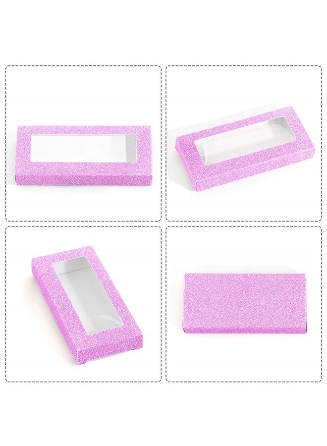 20 Pieces Soft Paper Lash Boxes Set, Eyelashes Packaging Box Empty Eyelash Boxes Lash Case Packaging Glitter Paper Eyelash Storage Box (Purple)