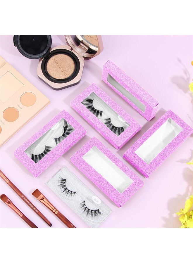 20 Pieces Soft Paper Lash Boxes Set, Eyelashes Packaging Box Empty Eyelash Boxes Lash Case Packaging Glitter Paper Eyelash Storage Box (Purple)