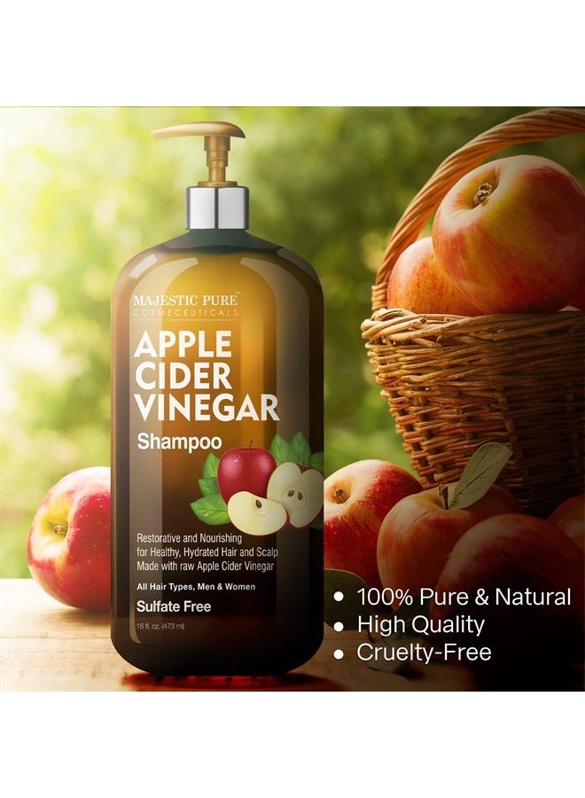 Apple Cider Vinegar Shampoo - Restores Shine & Reduces Itchy Scalp, Dandruff & Frizz - Sulfate Free, for All Hair Types, Men and Women - 16 fl oz