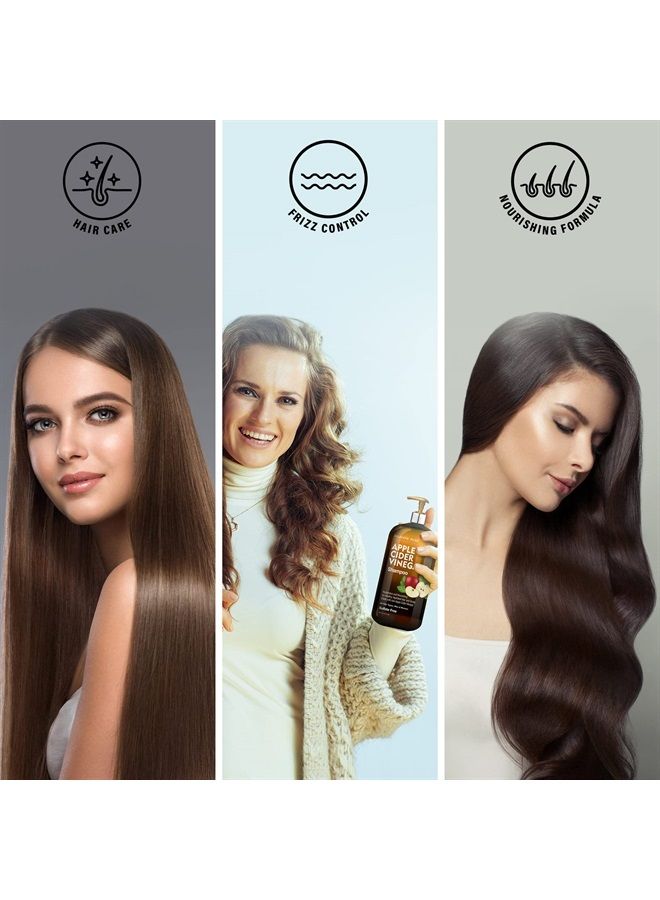 Apple Cider Vinegar Shampoo - Restores Shine & Reduces Itchy Scalp, Dandruff & Frizz - Sulfate Free, for All Hair Types, Men and Women - 16 fl oz