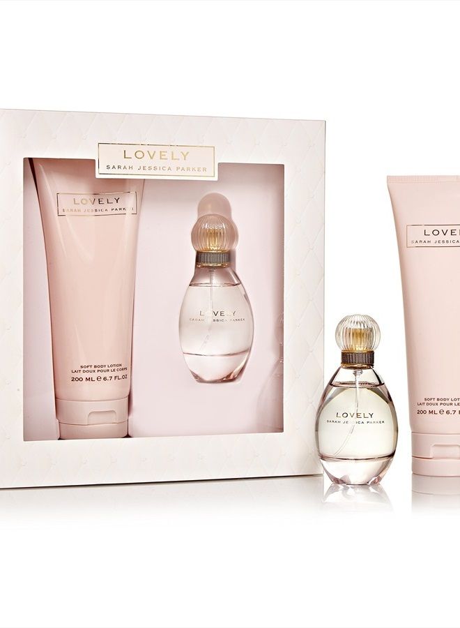 Sarah Jessica Parker Lovely - 2 Piece Collection with Eau De Parfum and Body Mist Spray in Iconic Lovely Fragrance - Women's Perfume Gift Set - Notes of Mandarin, Bergamot, Lavender, and Apple - 2 pc