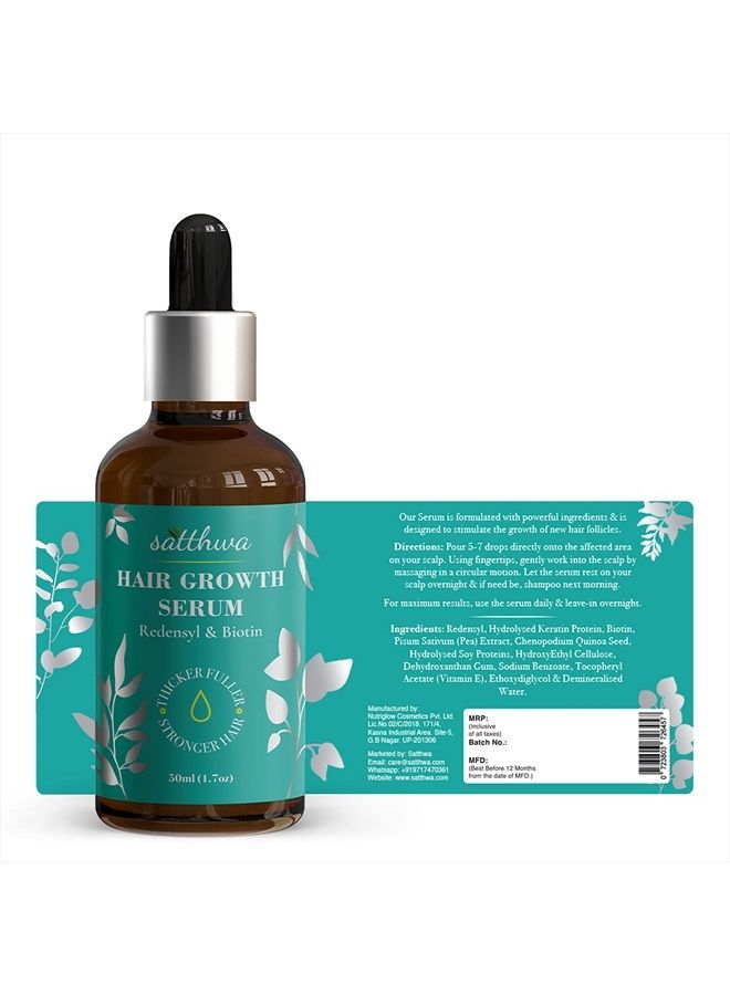 Hair Serum With Redensyl & Biotin - Thicker & Fuller For Hair Fall Control For Men & Women, 50ml (1.7oz)