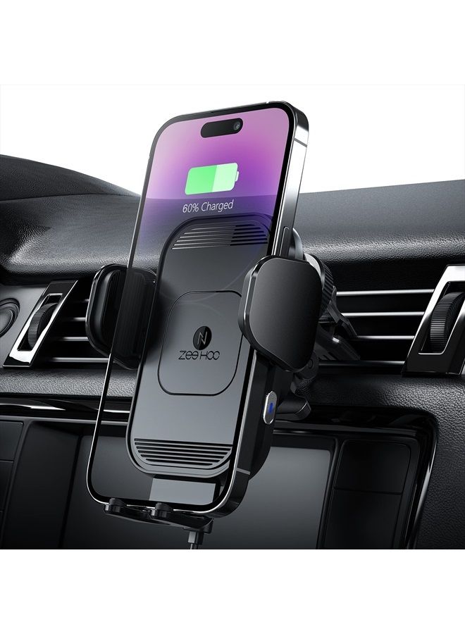 [Upgraded Version] ZeeHoo Wireless Car Charger,15W Fast Charging Auto-Clamping Car Mount, Car Vent Charging Phone Holder for iPhone 14 13 12 11, Samsung Galaxy S23 Ultra S21 S20 Note 20, etc