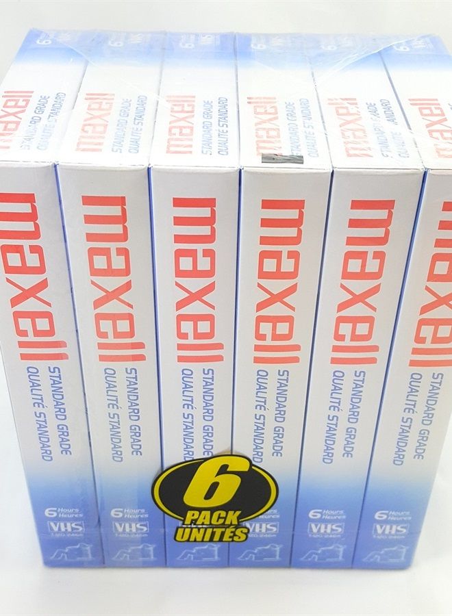 STD T-120 VHS Standard Grade Videotape, 6 Pack