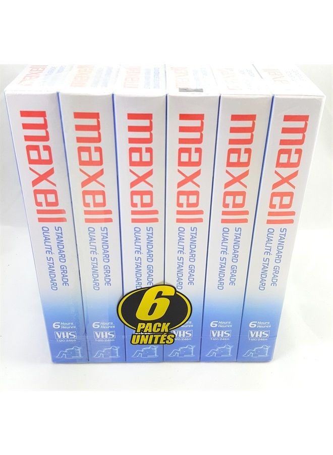 STD T-120 VHS Standard Grade Videotape, 6 Pack