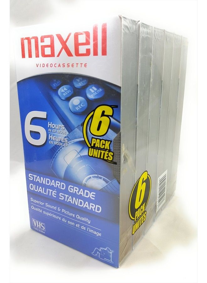 STD T-120 VHS Standard Grade Videotape, 6 Pack