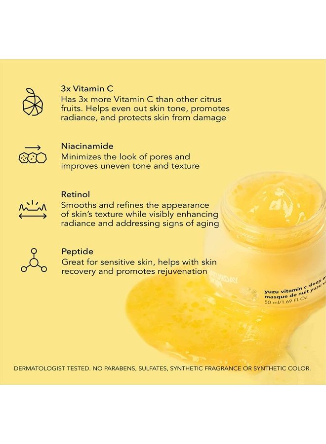 Yuzu Vitamin C Sleep Face Mask Skin Care Retinol Niacinamide Face Moisturizer Brightening Sleeping Overnight Mask Facial Masks for Women, Korean beauty, Vegan Smooth Skin and Reduce Wrin