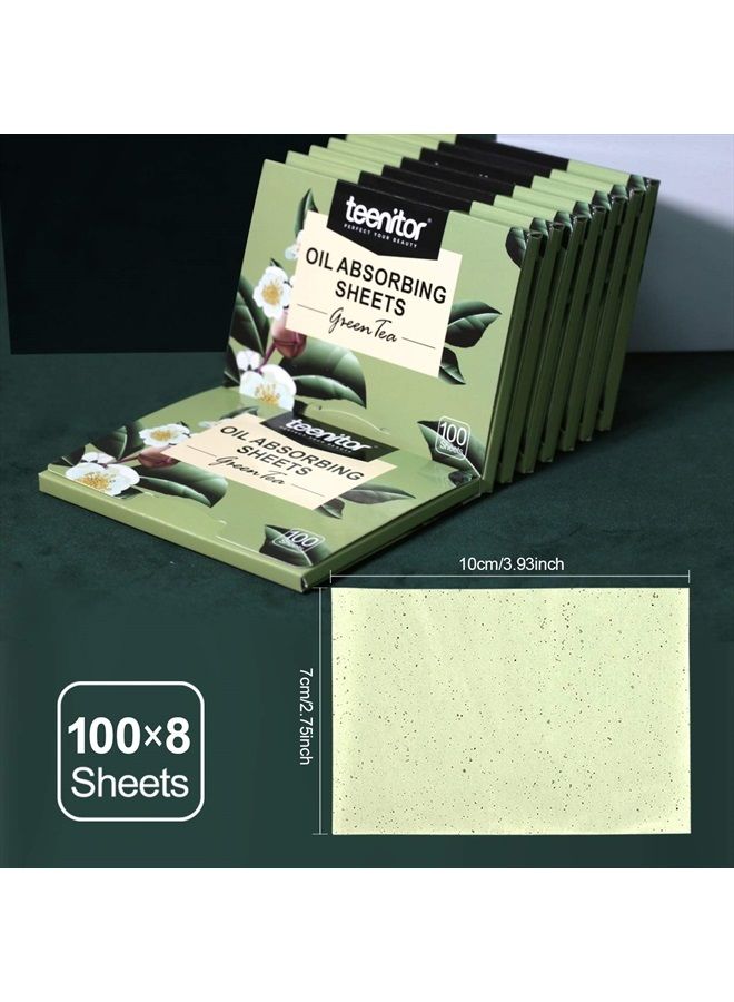800 Counts Natural Green Tea Oil Control Film, Teenitor Oil Absorbing Sheets for Oily Skin Care, Blotting Paper