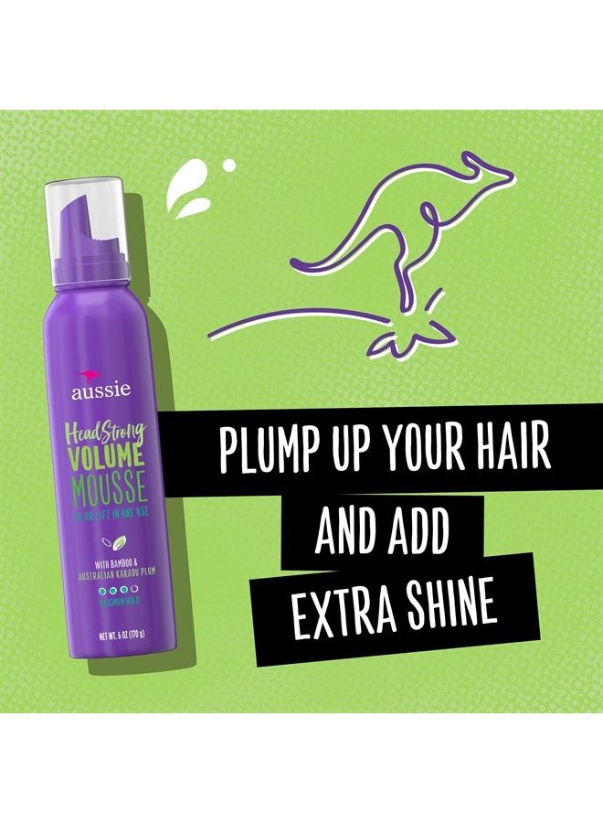Mousse, with Bamboo & Kakadu Plum, Headstrong Volume, For Fine Hair, 6 fl oz, Triple Pack