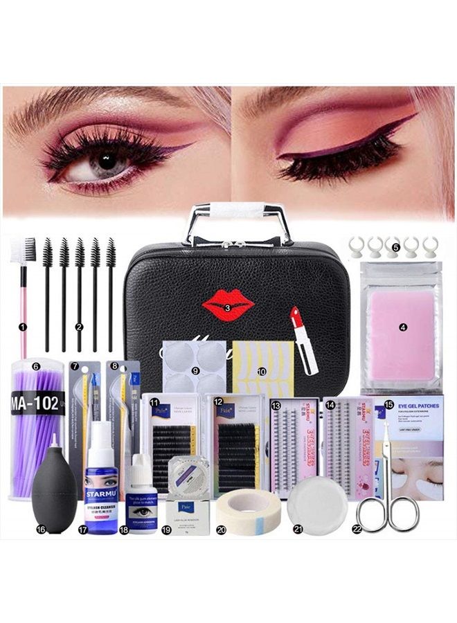 22PCS Eyelash Grafting Set Eyelash Extension For Starter Use Grafting Set Eyelashes，Lash Starter Kit, Eyelashes Extension Practice
