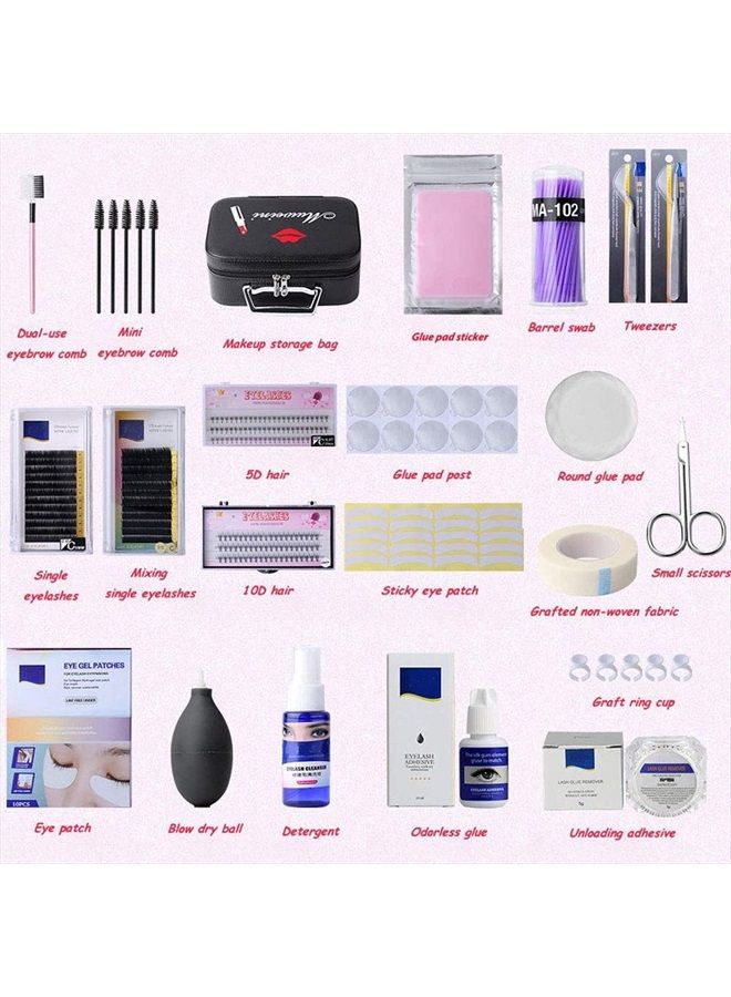 22PCS Eyelash Grafting Set Eyelash Extension For Starter Use Grafting Set Eyelashes，Lash Starter Kit, Eyelashes Extension Practice